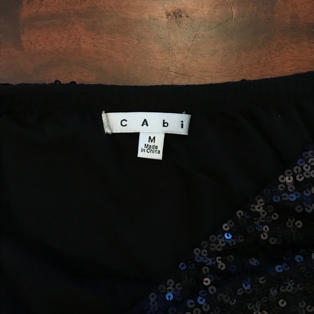 Cabi, black sequin top/skirt M